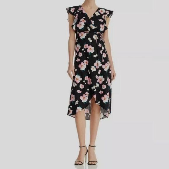NWT Aqua Floral Print Wrap‎ Dress - Picture 1 of 8